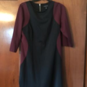 Black and burgundy dress.